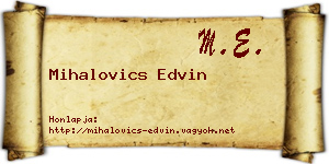 Mihalovics Edvin névjegykártya